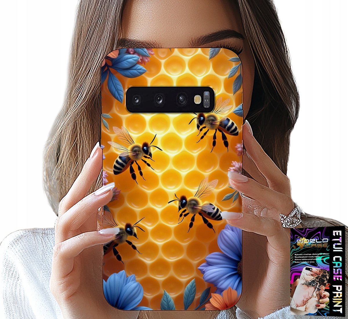 HOESJE VOOR SAMSUNG GALAXY S10 PLUS - ACHTERKANT MET BIJENKORF EN HONINGRAAT
