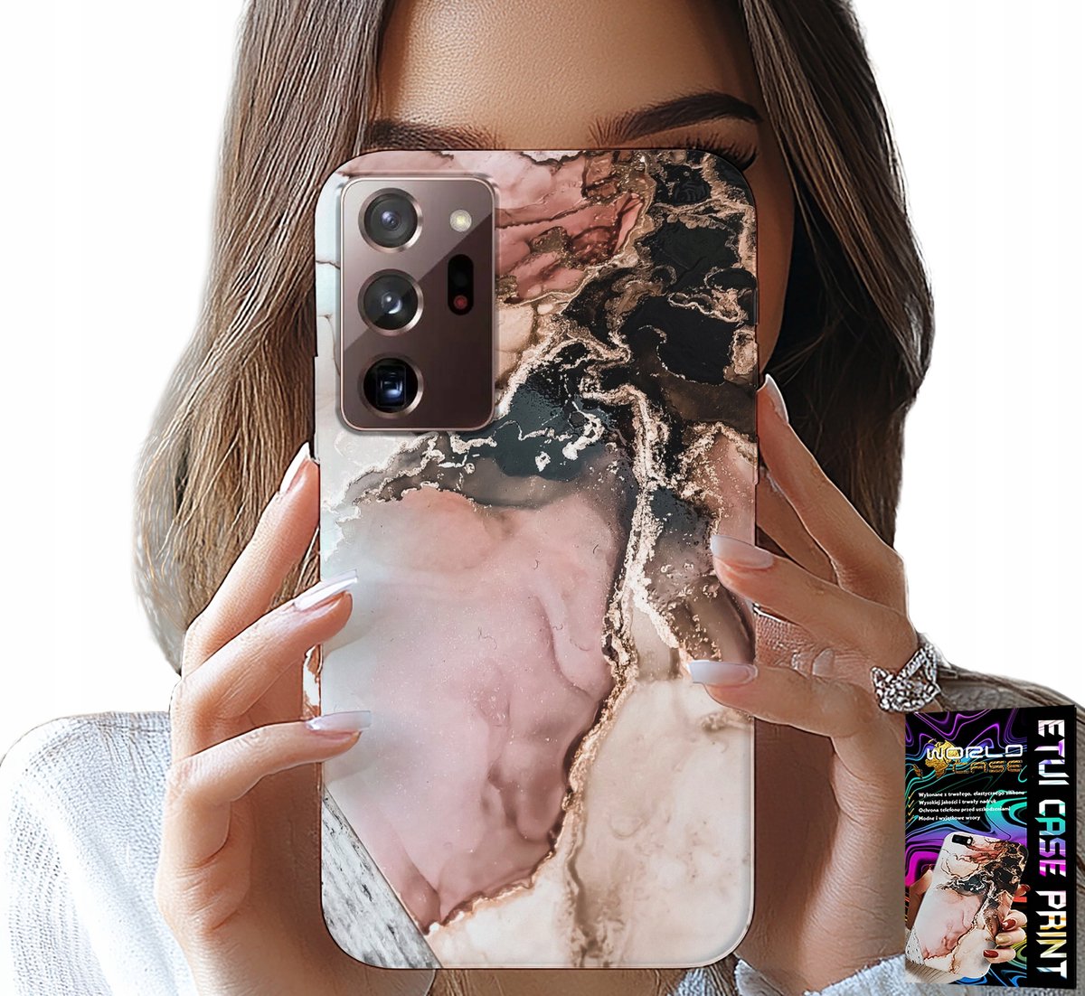 HOESJE VOOR SAMSUNG NOTE 20 ULTRA - ELEGANT MARMERMODIEUZE PATRONEN + FOLIE