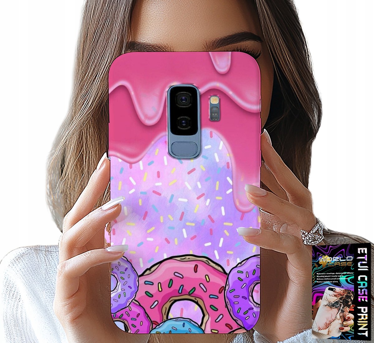 HOESJE VOOR SAMSUNG GALAXY S9 PLUS - ZOETE DONUTS MET GLAZUUR OP DE ACHTERGROND + FOLIE