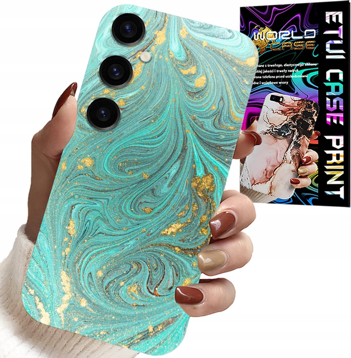 HOESJE VOOR SAMSUNG GALAXY S24 - MARMERPATROON + GEHARD GLAS