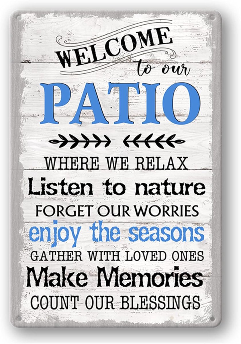 Terrasbord Welkom - Buitenbord Decoratie - Veranda Decoreren - Waterdicht & UV-bestendig - 20x30cm - Grijs