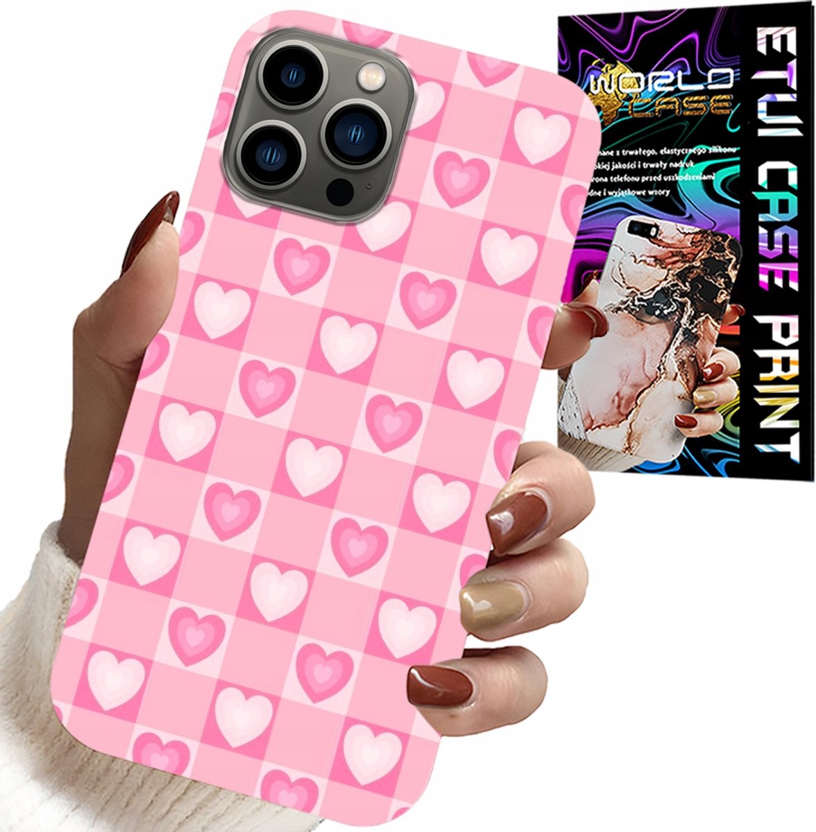 HOESJE VOOR IPHONE 11 PRO MAX - ROZE HOESJE MET HARTJESRUITJE + GLAS