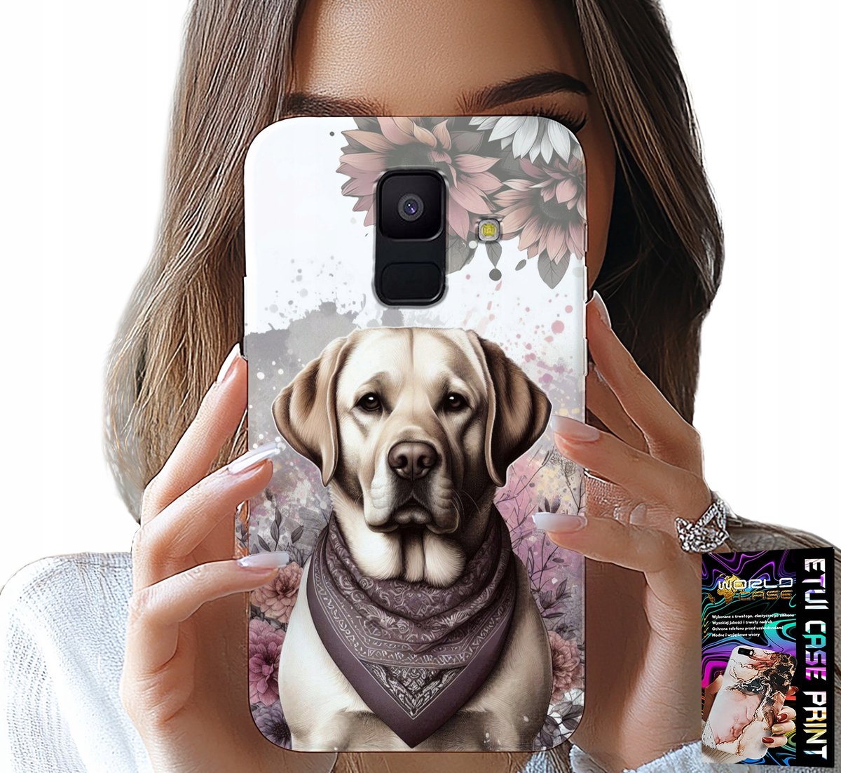 HOESJE VOOR SAMSUNG A6 2018 - HUSKY HONDENPATROON + GLAS