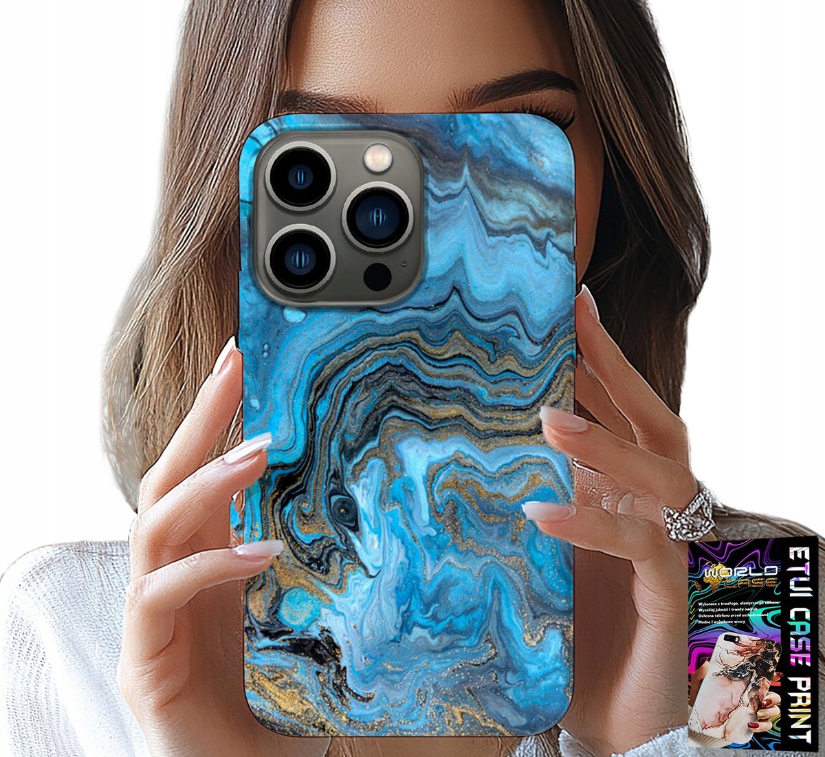 HOESJE VOOR IPHONE 15 PRO - HOESJE MET MARMERPATROON + FOLIE