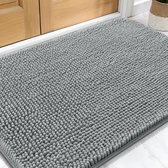 Deurmat voor honden met modderige poten (30x20 cm) – Absorbeert vocht en vuil – Absorberende, antislip en wasbare deurmat – Sneldrogende chenille-moddermat voor honden – Entreekleed voor binnenshuis – Grijs