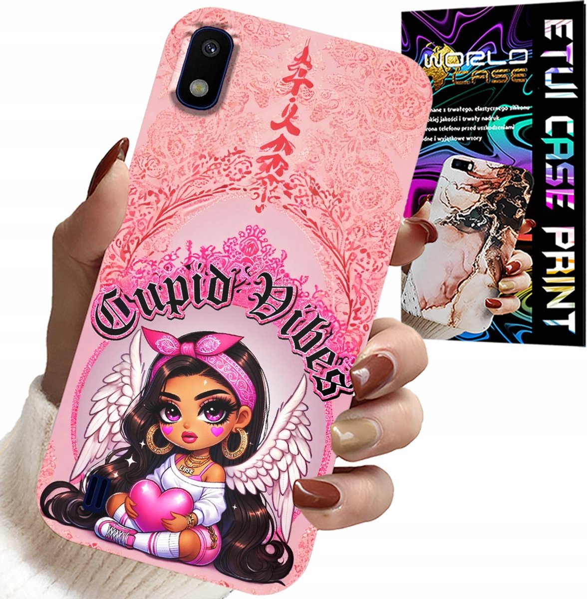SAMSUNG A10 HOESJE - CUPID VIBES MET EEN SCHATTIGE ENGEL OP DE ACHTERKANT