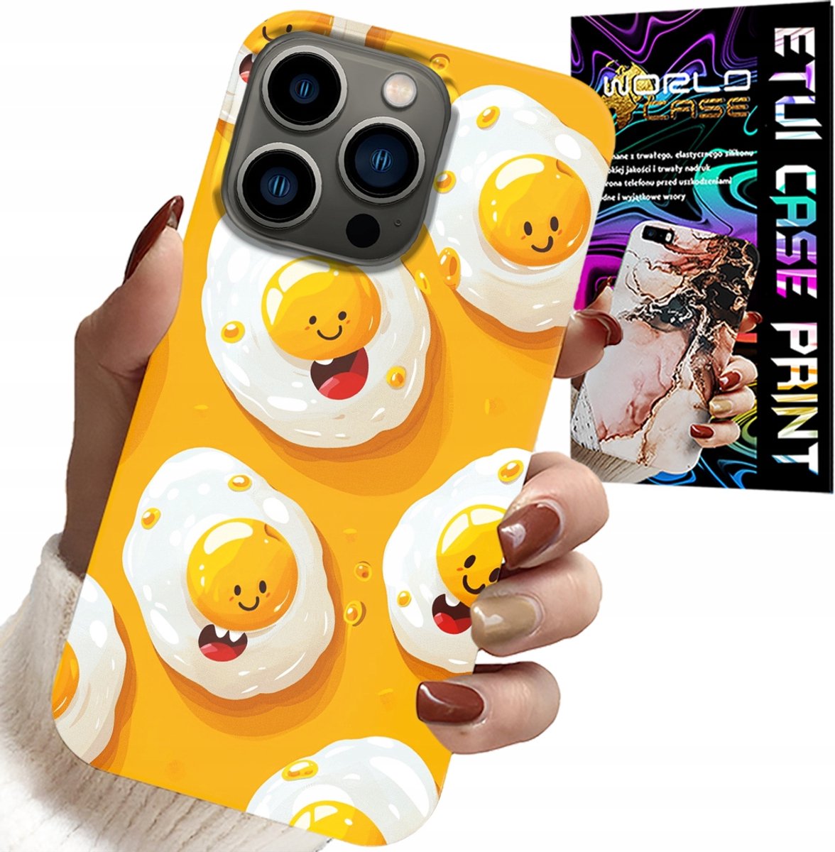 HOESJE VOOR IPHONE 15 PRO - HOESJE MET ZOETE LACHENDE EIEREN + FOLIE