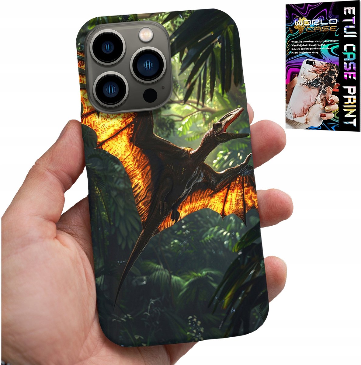 iPhone 15 Pro hoesje - Dino dinosaurus pterodactyl achterkant hoesje
