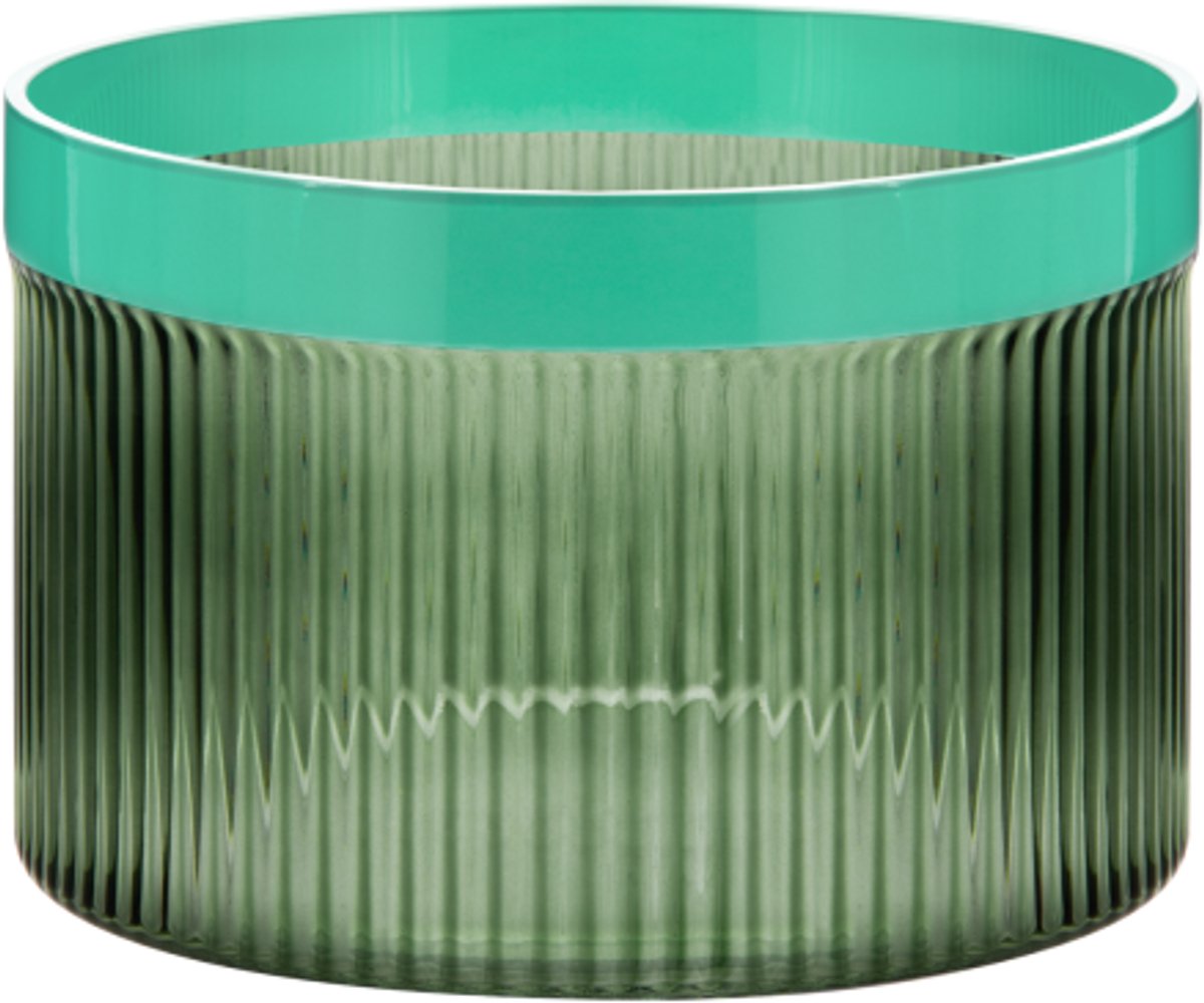 Remember - Glazen Schaal 'Groove' - Groen - Glas - Geribbeld