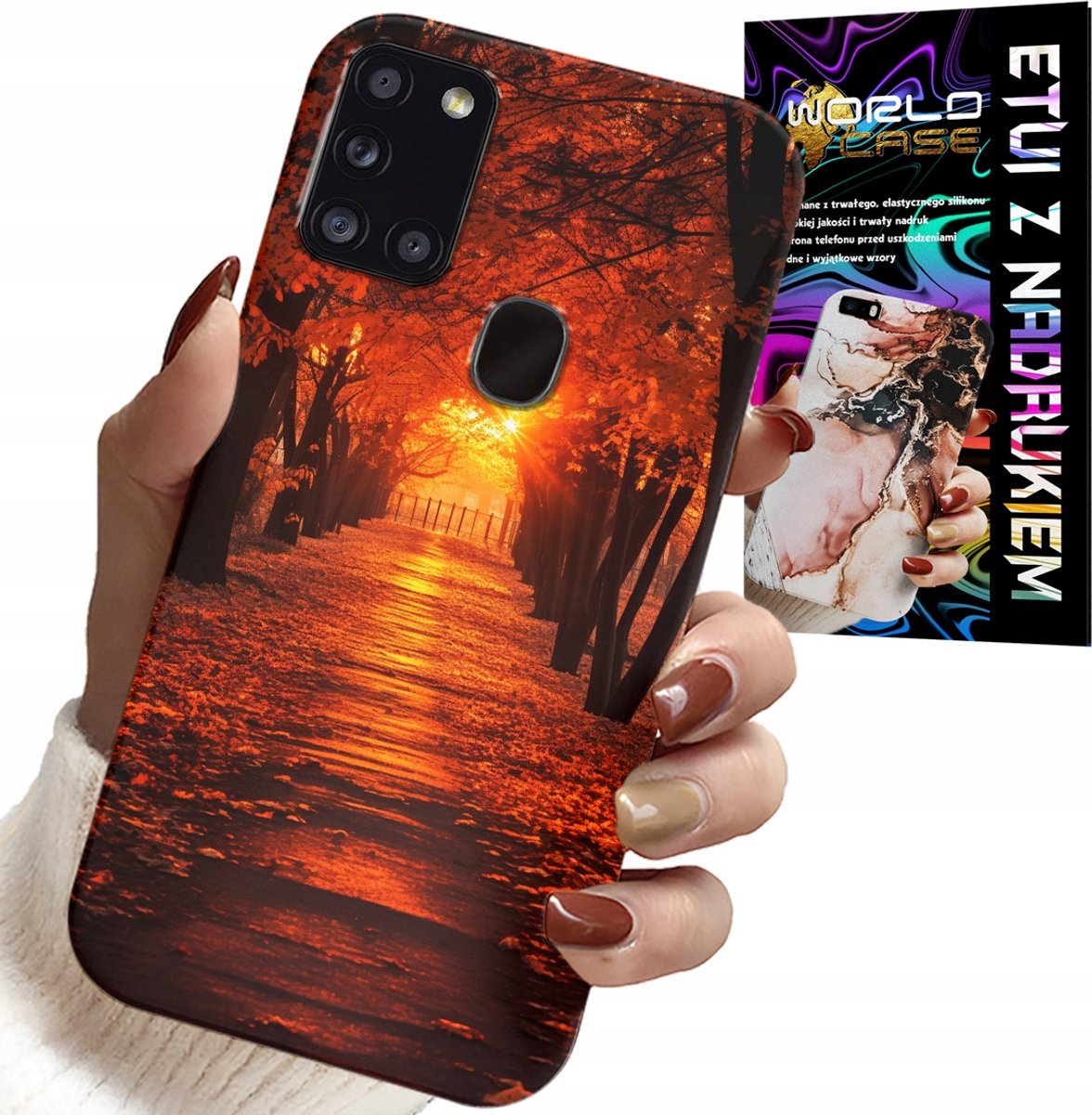 HOESJE VOOR SAMSUNG GALAXY A21S - PARK, HERFST, VALLENDE BLADEREN, ACHTERKANT