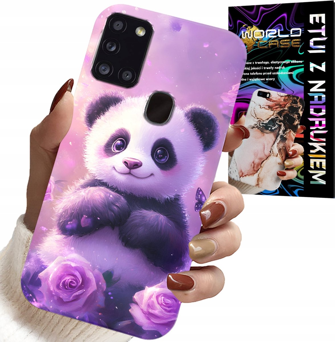 Hoesje voor Samsung Galaxy A21s - Leuke panda-print voor kinderen + glas