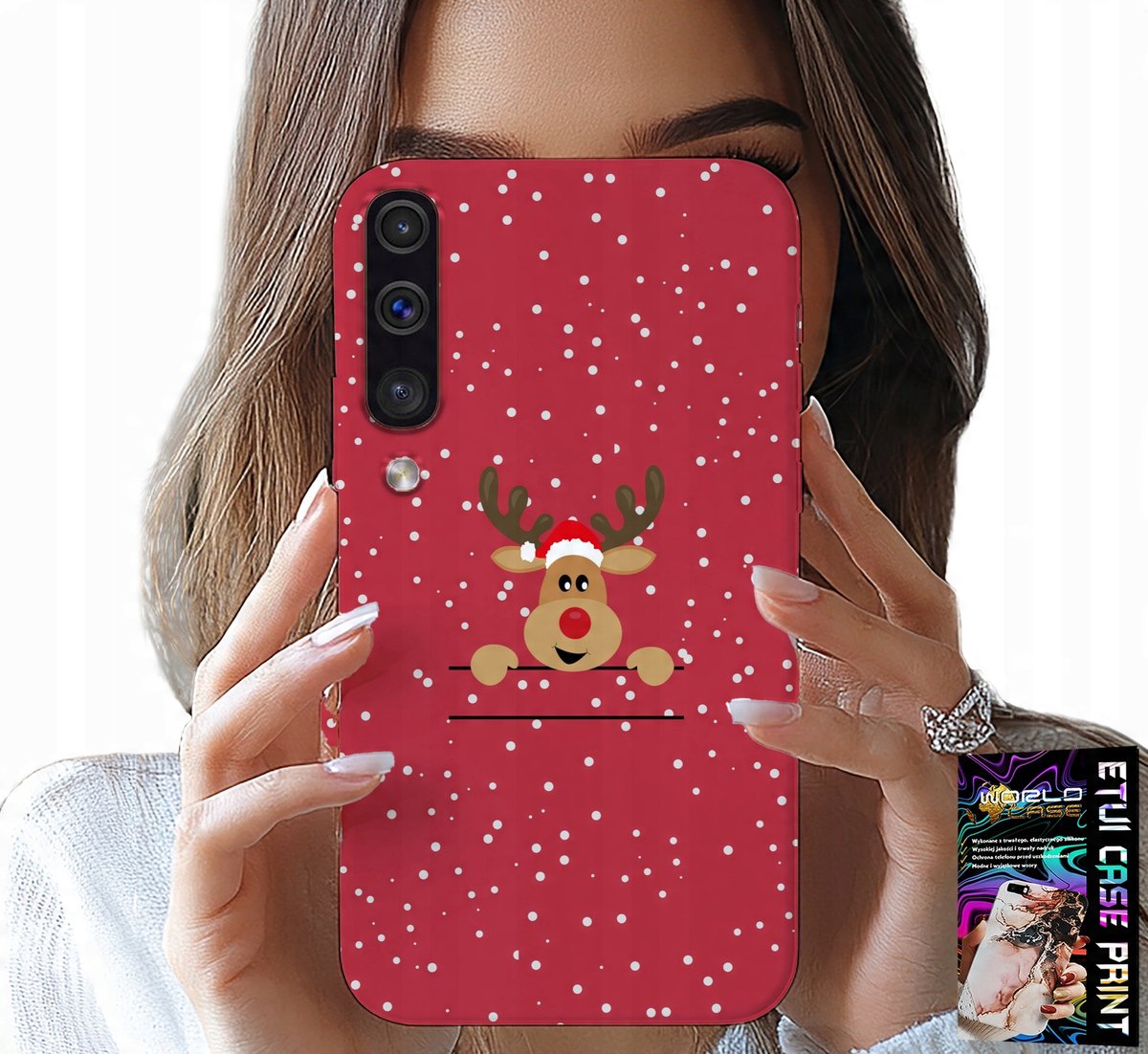 HOESJE VOOR SAMSUNG GALAXY A70 - KERSTRENDIER/KERSTMAN + GLAS