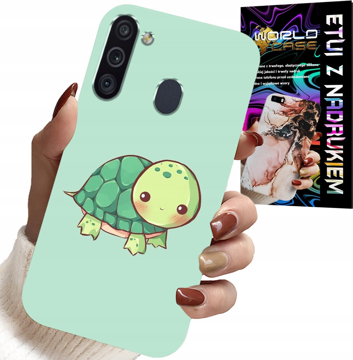 HOESJE VOOR SAMSUNG GALAXY A21 - LEUKE SCHILDPADDENPATRONEN VOOR KINDEREN + GLAS