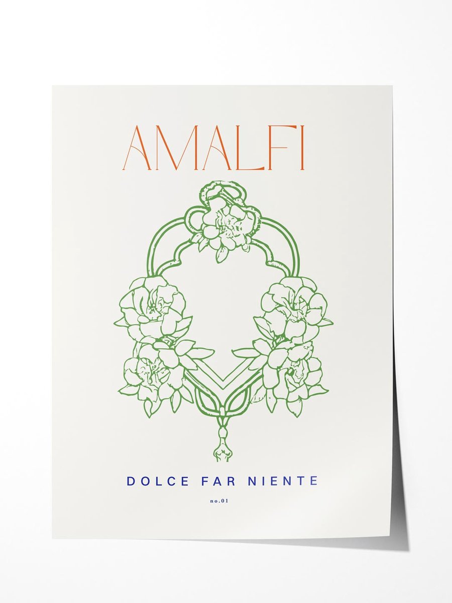 Amalfi Bloemenkunst Poster - Poster 80x120 cm - Sfeervolle Wanddecoratie voor Woonkamer & Slaapkamer - zonder lijst