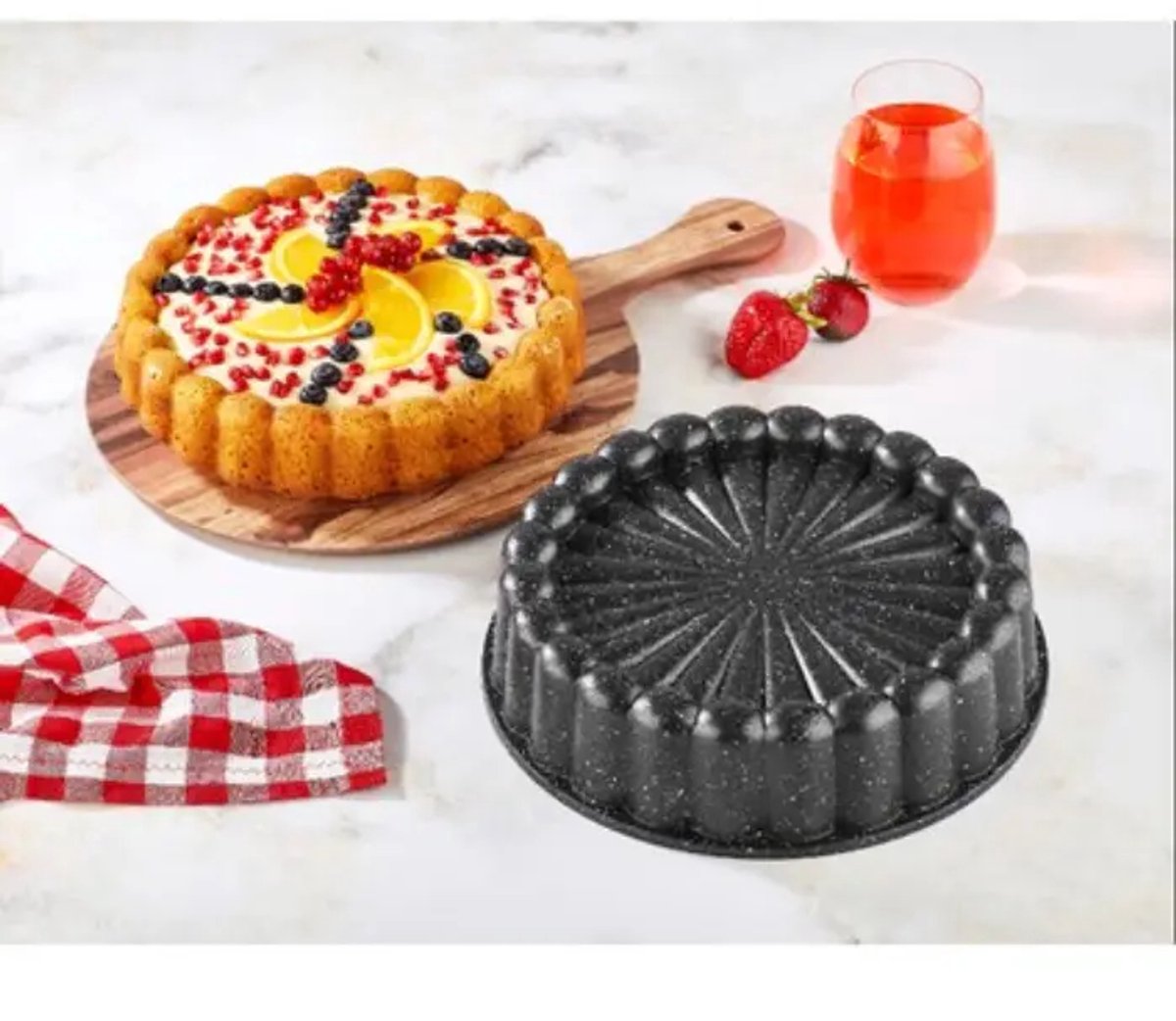 ELIF taartvorm 26 cm – antiaanbaklaag – mat zwart – vaatwasserbestendig