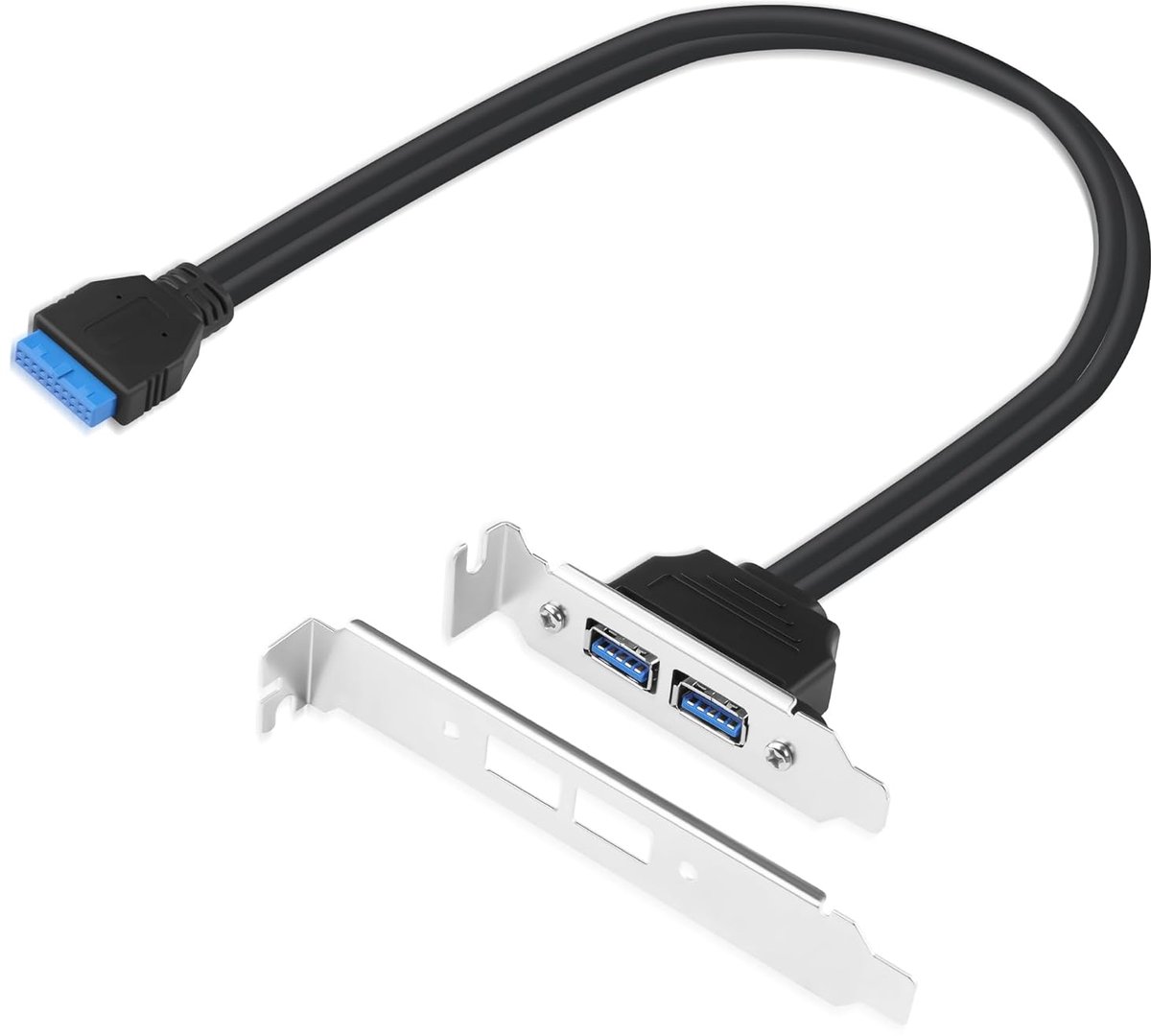 USB Achterwand Uitbreiding - Dubbele Poort - PC Functionaliteit Uitbreiden - Moederbord Header Aansluiting - Standaard en Compact - Zwart
