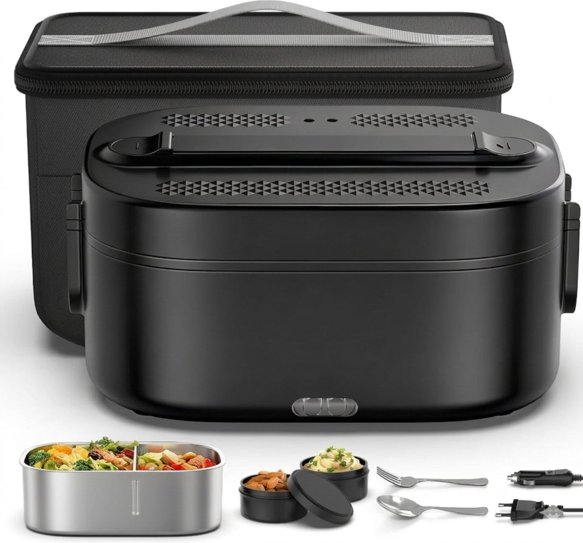 CLVP® Elektrische Lunchbox - Broodtrommel Elektrisch - Zwart