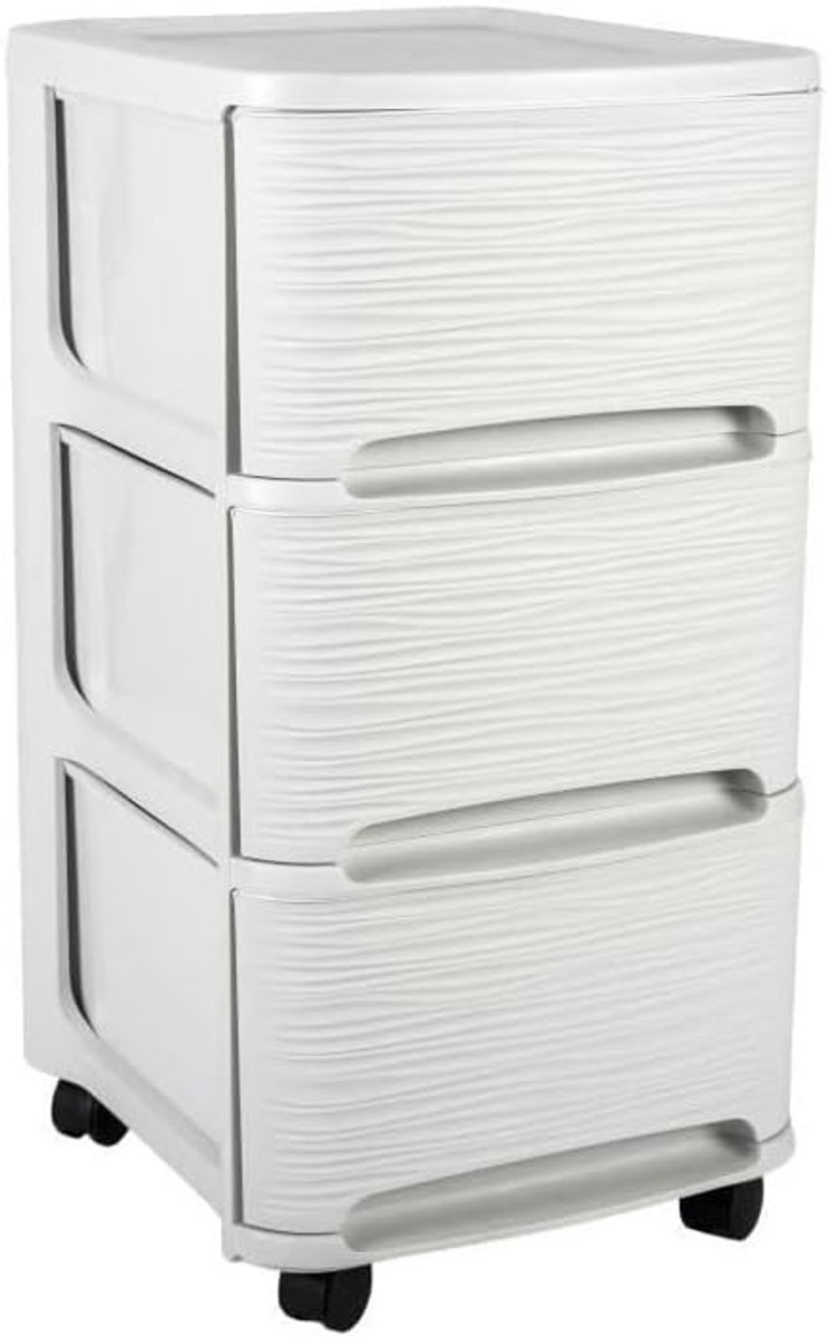 Opbergtoren - Ladekast Mobiel - Ruimte Organiseren - 3 Lades 14L - 37x32x61cm - Wit