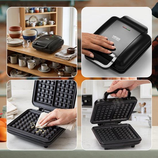 Haeger Master Wafelijzer - Anti Aanbaklaag & Pfas-Vrij - Wafelmaker voor 2 Grote Brusselse Wafels - 1400W - 2 wafels - Waffle Maker - Zwart van Haeger — afbeelding 5
