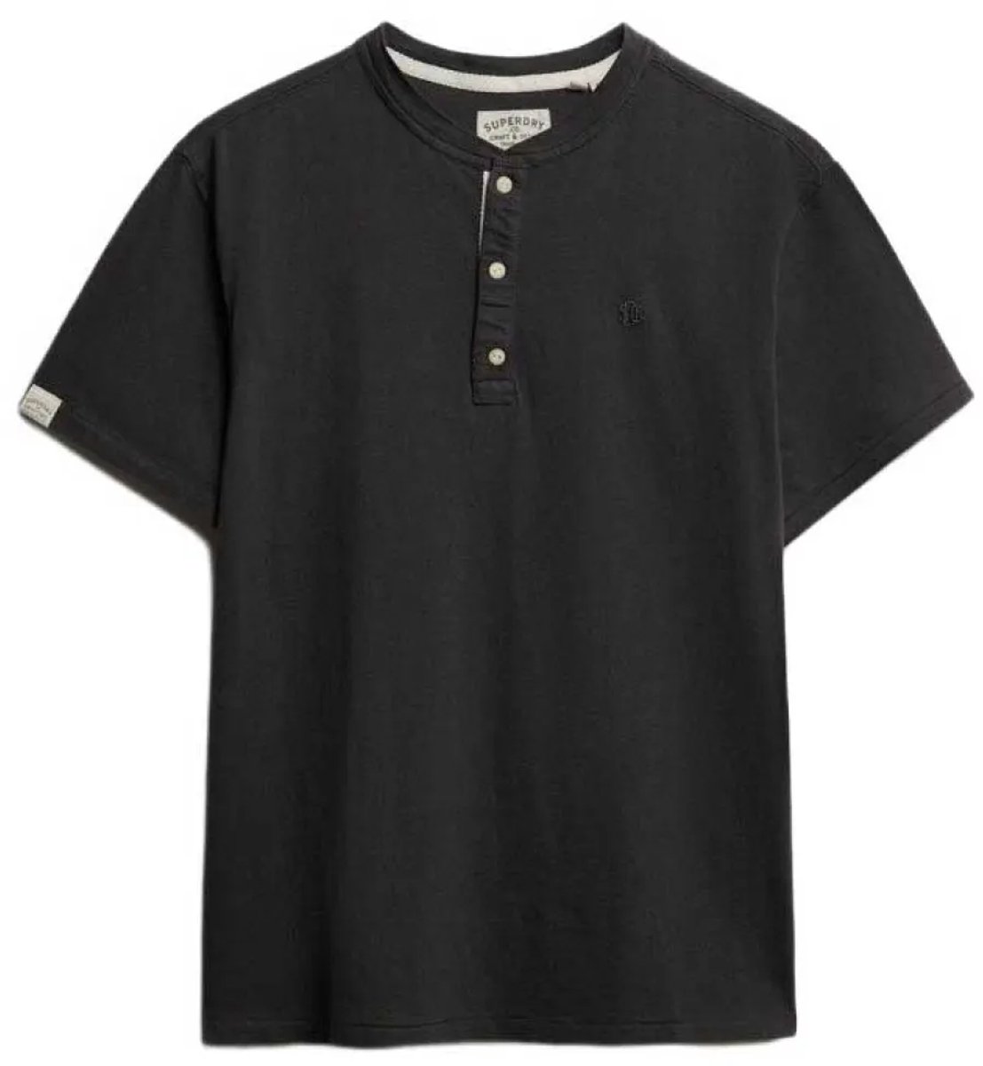 Superdry - Classic Cotton Linen Korte Mouw Henley T-shirt - Heren - Tops