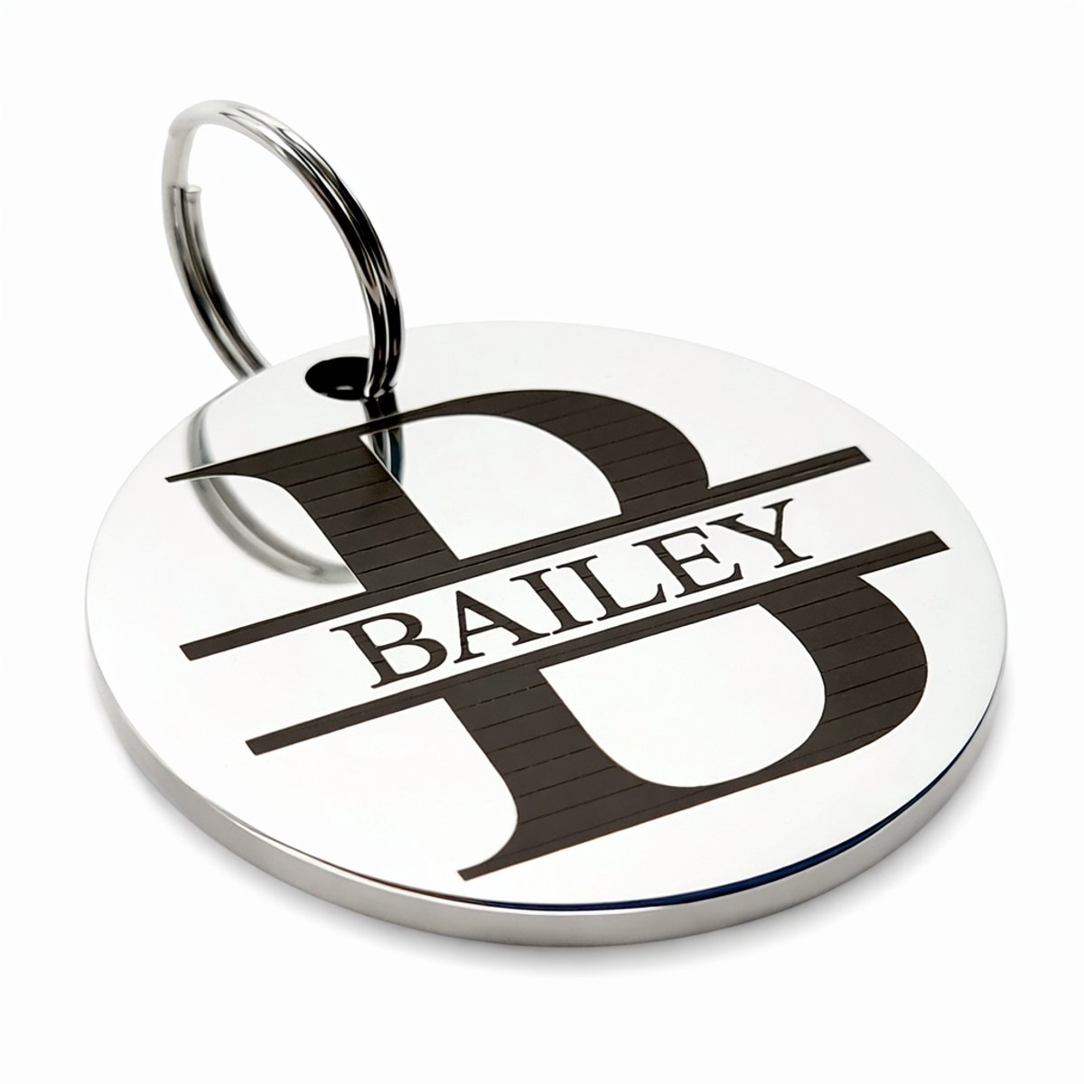 Dierenpenning rond initiaal | Zilver | Roestvrij staal RVS | Diameter 3 cm | Inclusief naam en telefoonnummer graveren | Gegraveerde penning hond kat | Hondenpenning