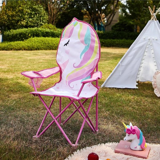 Kinder Campingstoel - Opvouwbare Stoel - Buitenactiviteiten - Inclusief Draagtas - 35x35x66 cm - Eenhoorn — afbeelding 2