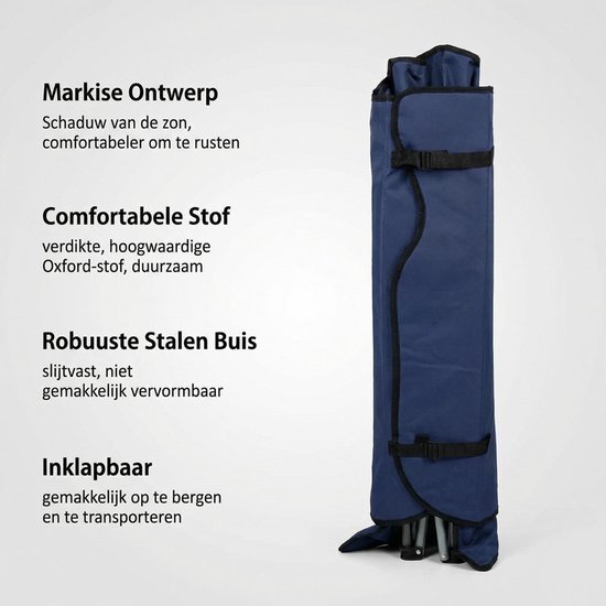 Opvouwbare Campingstoel met Zonnedak - Lichtgewicht Strandstoel met Bekerhouder - Draagbare Vouwstoel - 120 kg Belastbaar - Ideaal voor Strand, Camping & Tuin van Merkloos — afbeelding 3