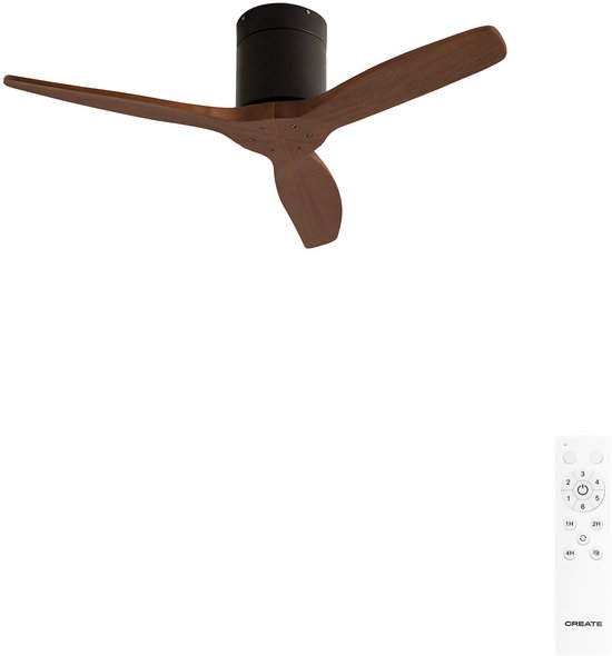 Stille 40W plafondventilator met technisch ABS bladen, IP44, zomer-winter functie, afstandsbediening, 112 cm