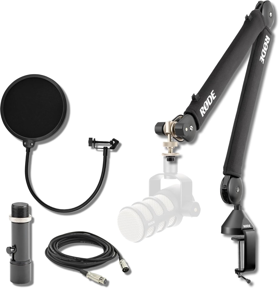 Studio Microfoon Arm - Boom Arm - Podcasts Streamen - Stille Werking - 56 cm Hoogte - Zwart