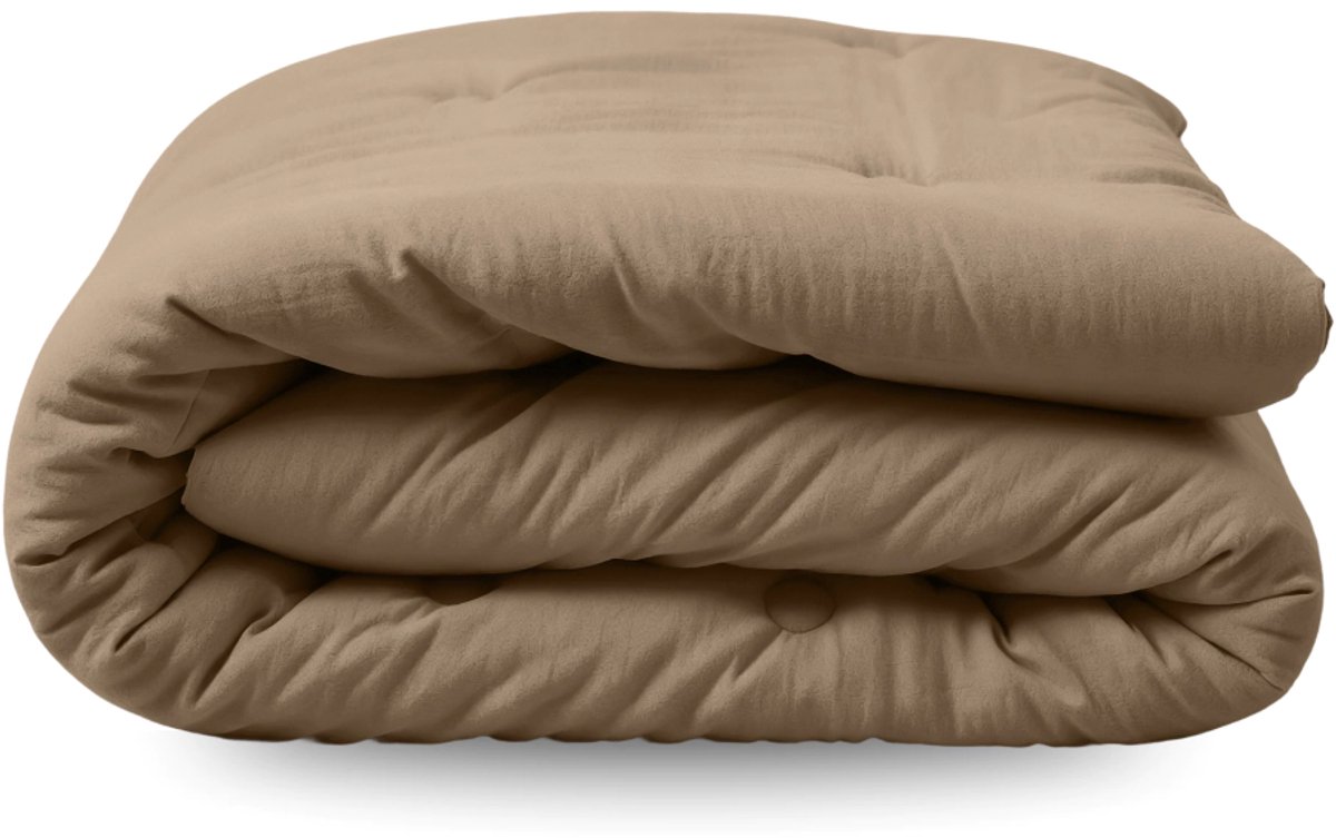 Zelesta Japandibed Katoen Mousseline - Dekbed zonder overtrek katoen - Wasbaar dekbed - Met vaste overtrek - Brown - 200x200cm