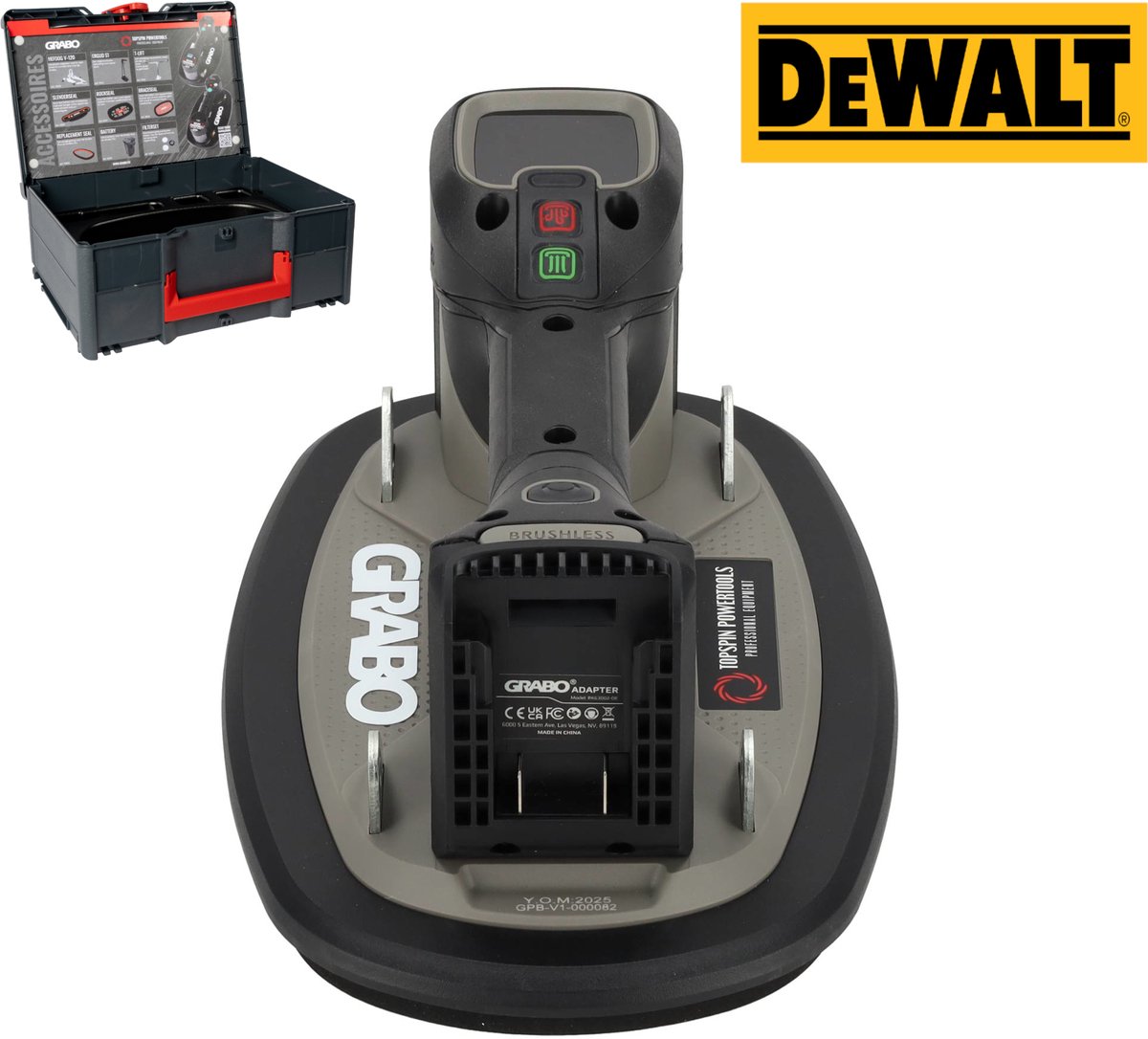 Grabo Pro Brushless in Koffer - met DeWalt 18V Accu aansluiting - 120 kg hefvermogen