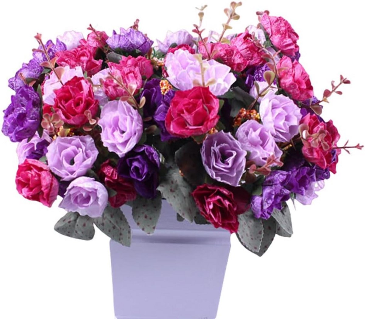 Kunstrozen 21 koppen kleine roos kunstbloemen mini roos begraafplaats bloemen voor bruilof