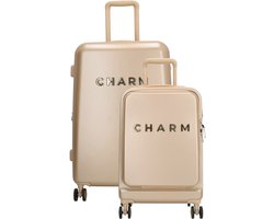Charm London Capetown Kofferset - Hardcase - Middenmaat - Handbagage - 15,6 inch - Laptopvak - Reizen - Travel - 20-24 Inch - Champagne