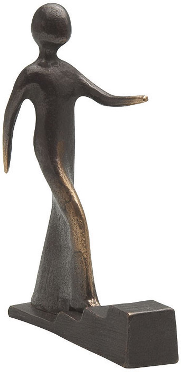 bronzen miniatuur beeldje vooruitgang 6x1.5x8 cm (ECHT BRONS) - kleur bruin