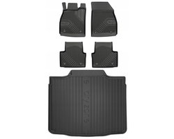 Frogum No.77 Automatenset + Dry Zone Kofferbakmat - Geschikt voor Opel Insignia A Sedan (2010-2017) - Lage Laadvloer - Perfecte Pasvorm - TPE Rubber - Hoge Rand - Geurloos - Zwart