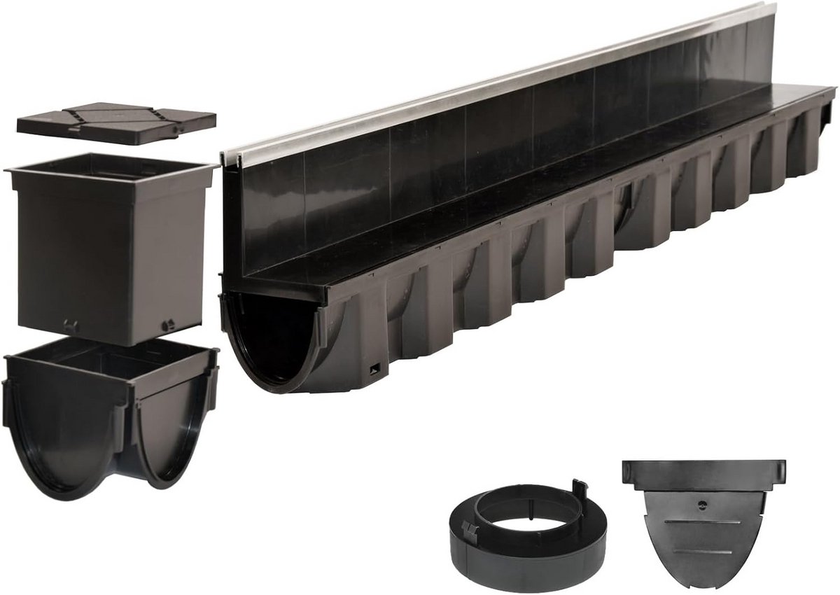 Sleufgoot aluminium B125 - 1 meter - Afvoergoot voor terras, tuin en buiten