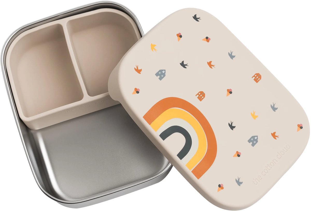 The Cotton Cloud lunchbox rvs met siliconen deksel rainbow