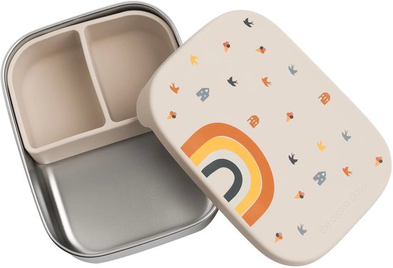 La lunch box Cotton Cloud en acier inoxydable avec couvercle en silicone arc-en-ciel