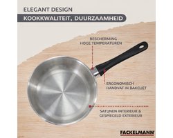 Fackelmann 9322750 Set 2 pannen 20 en 24 cm van roestvrij staal 18/8, Kookpan, Pan voor al