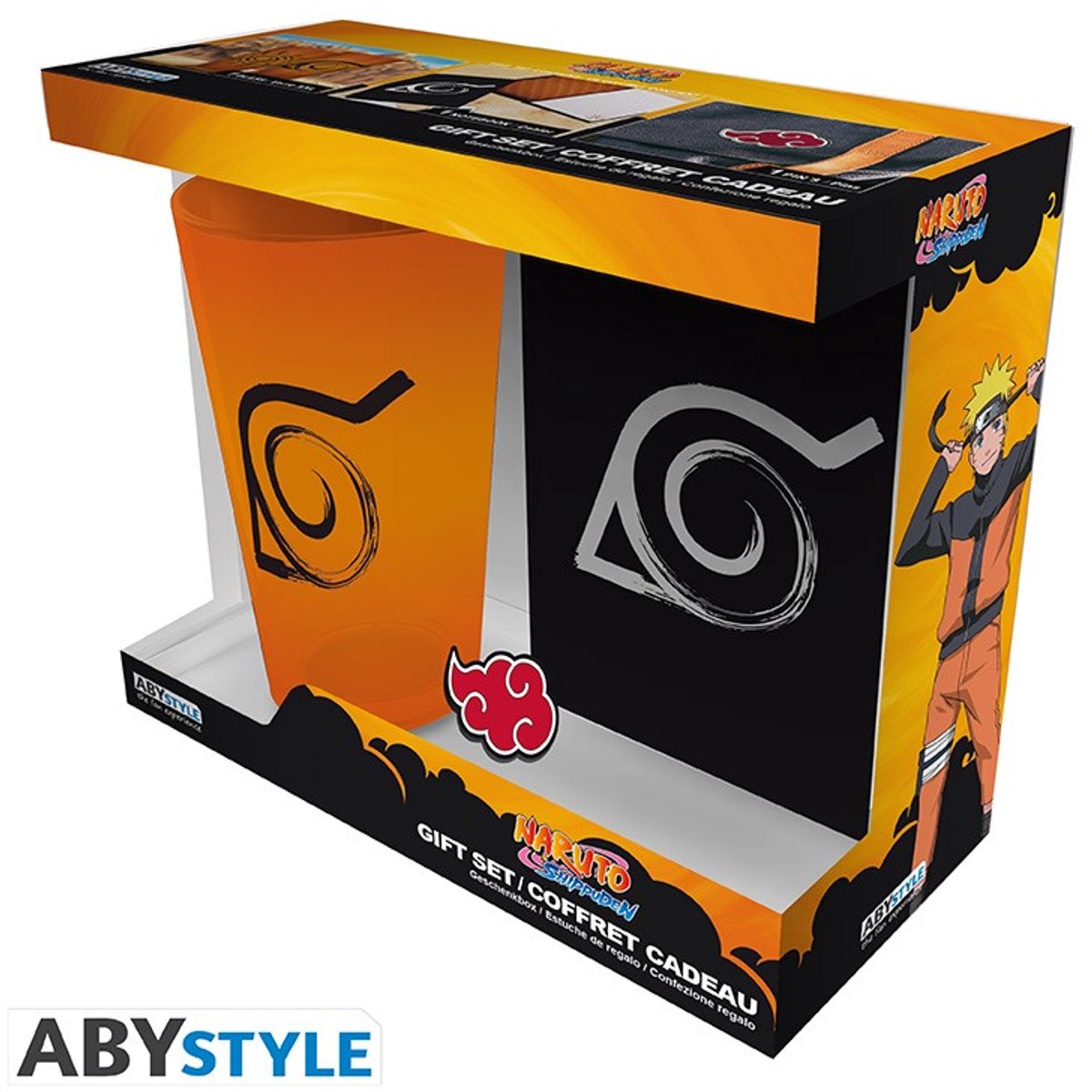 NARUTO SHIPPUDEN Gift Set XXL glass + Pin + Notebook Konoha