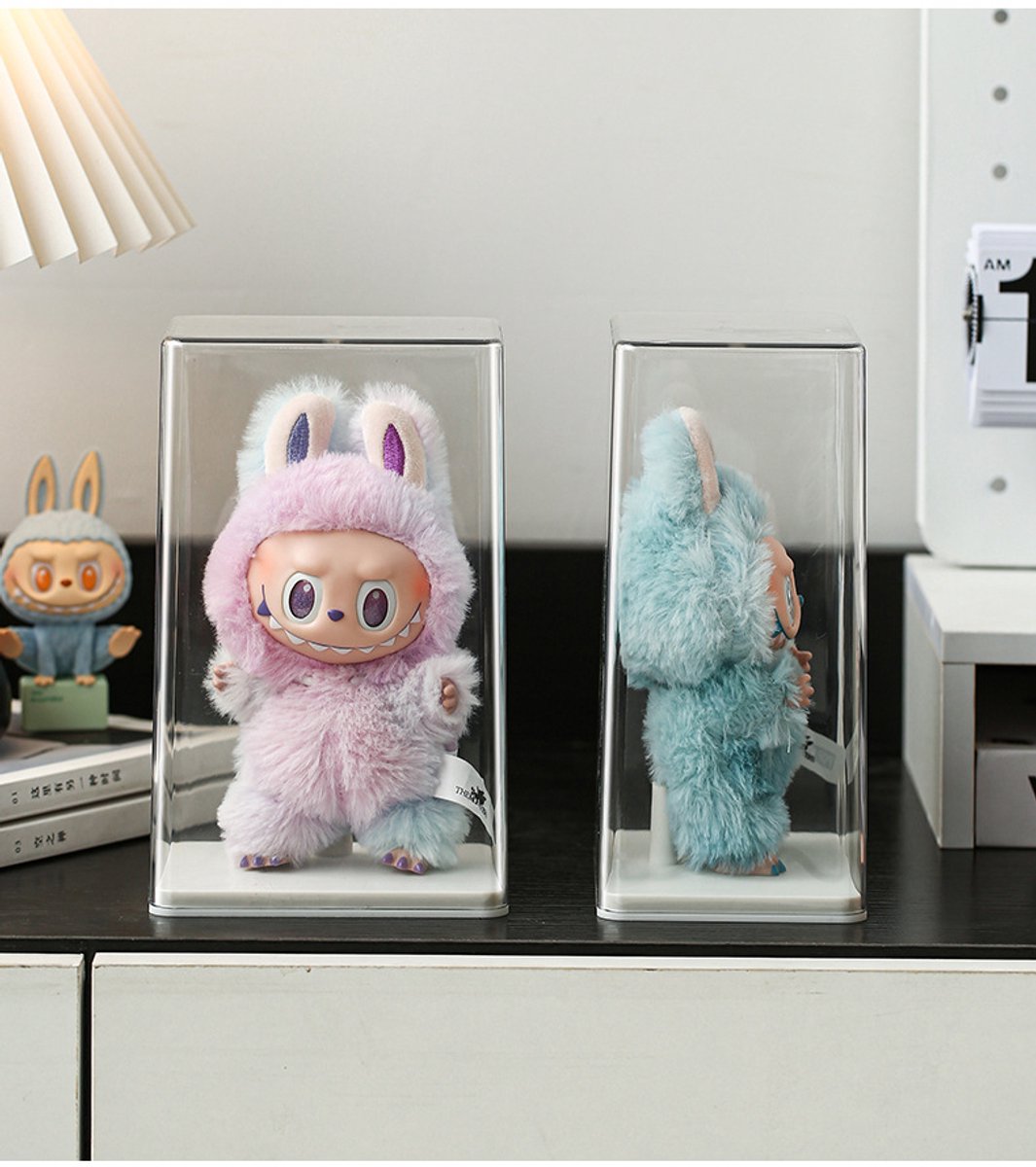 3 set Poppenstandaard met Transparante Displaydoos-Transparante acryl doos voor Pop Mart Figuren Blind Box -Opbergstandaard
