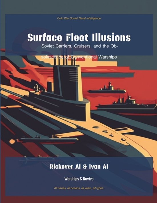 Boekomslag: 'Surface Fleet Illusions' met een duikboot en oorlogsschepen op een rode achtergrond.
