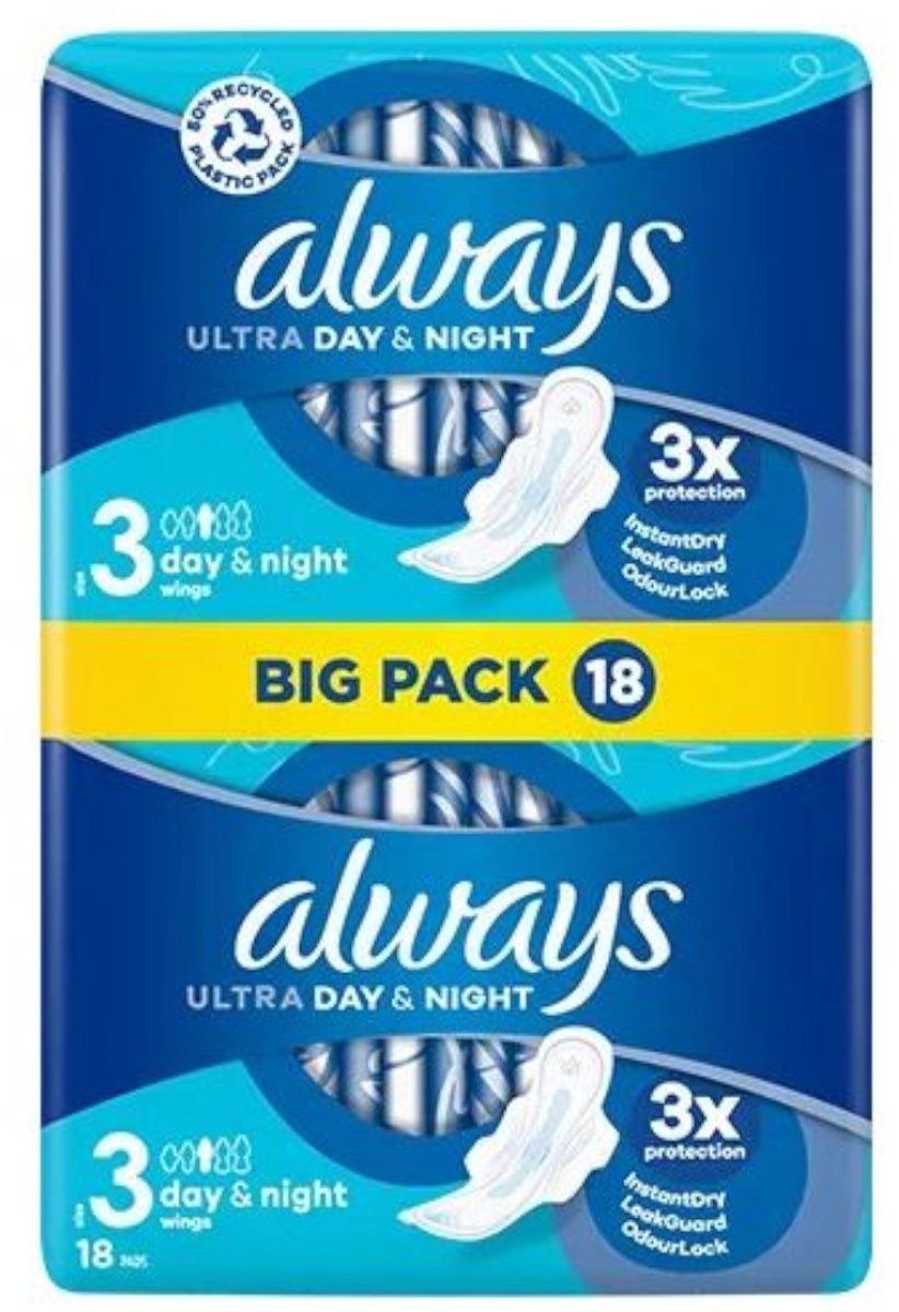 Always Ultra Sanitary maandverband Day & Night met vleugels 18s