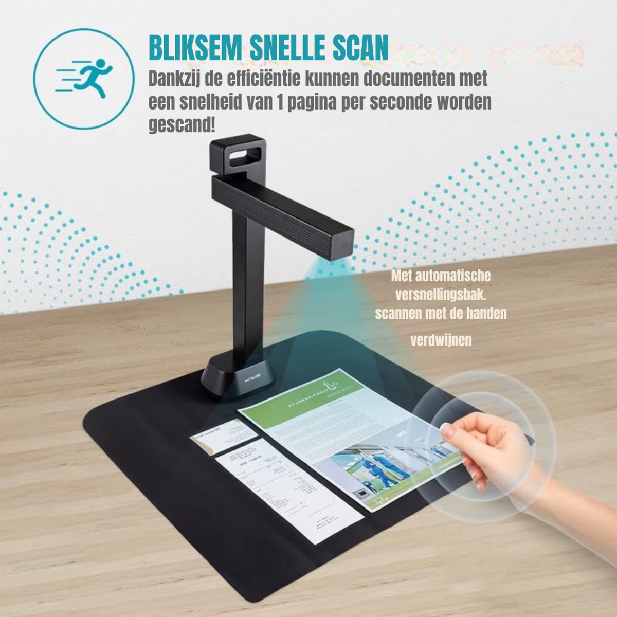 Aurixi® Smart Boekenscanner - Documentenscanner via USB – Scanner – Document Camera - Zwart - 12cm x 9cm x 40cm thumbnail 2