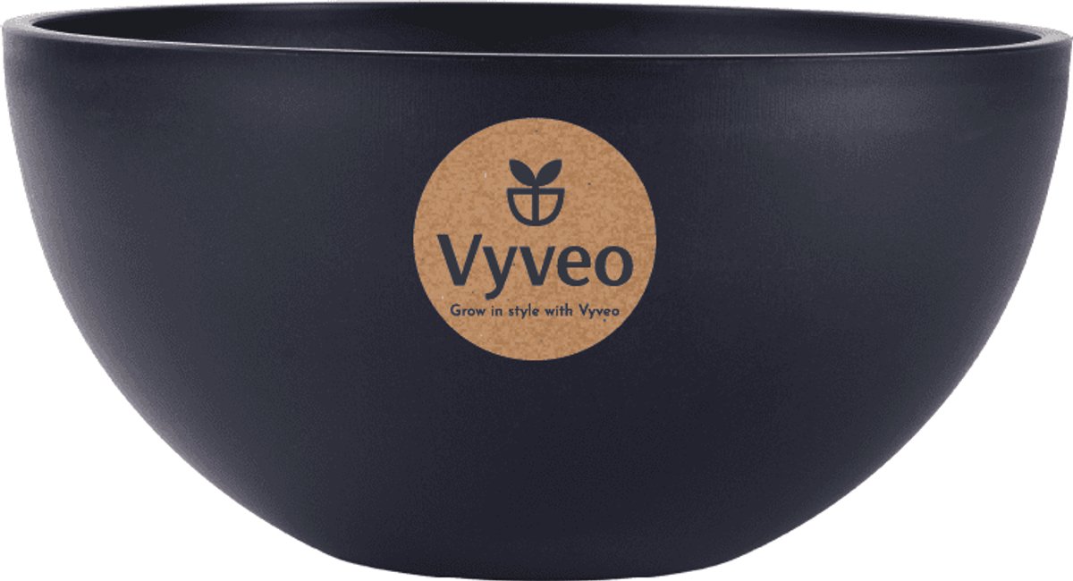 Vyveo - Bloempot Bolla - 20x12 - Zwart - Bloempot voor binnen en buiten - Lichtgewicht - Breukbestendig - Vorstbestendig - UV-bestendig
