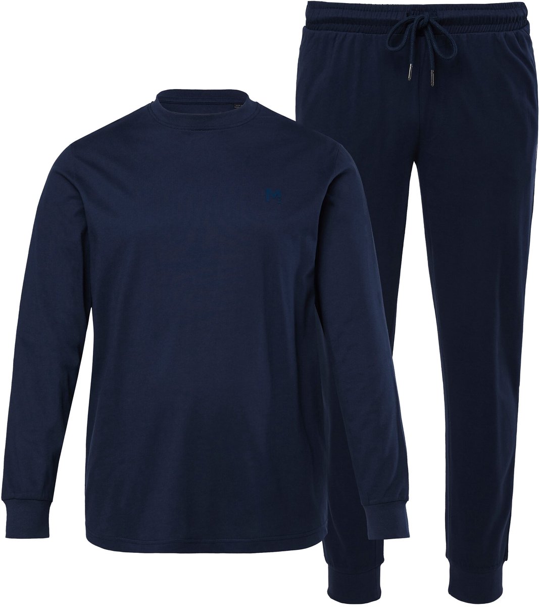 Men Plus - Heren - Pyjama tweedelig jersey lange mouwen - Navy blauw - Maat XL