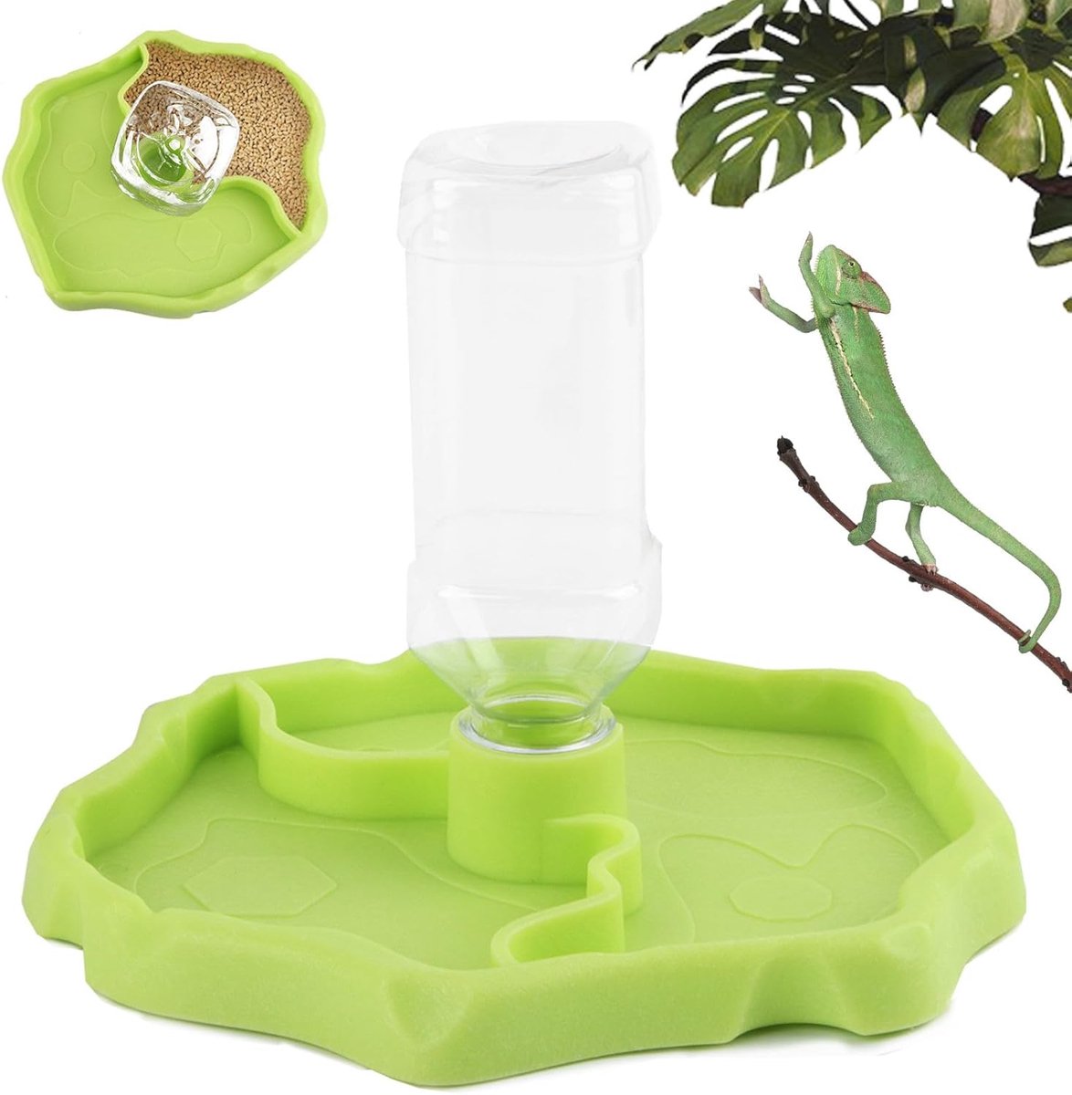 Waterdispenser voor reptielen – 2-in-1 drinkbak – landschildpadden – tortoise accessoires – reptiel drinkbak – turtle – hagedis – hamster – slang