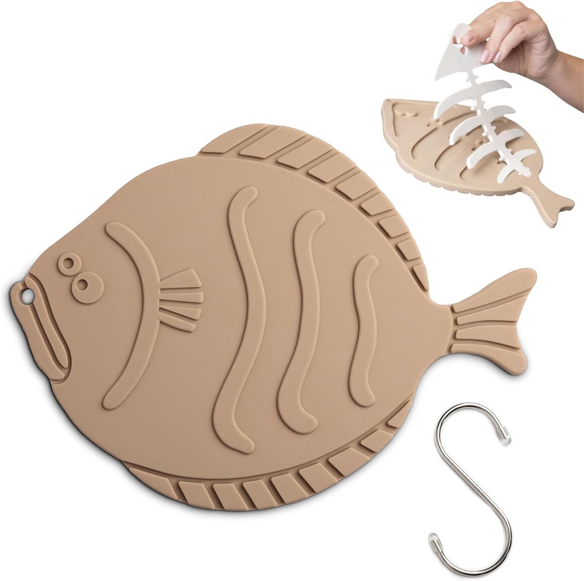 2-in-1 Fish 'N' Bone siliconen onderzetter voor hete potten en pannen - hittebestendig en antislip