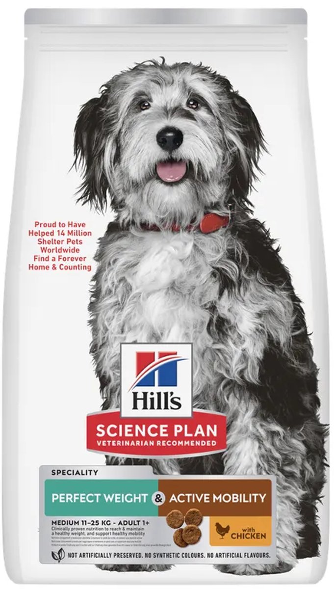 Hill's Adult Medium Perfect Weight & Active Mobility hondenvoer 2,5 kg