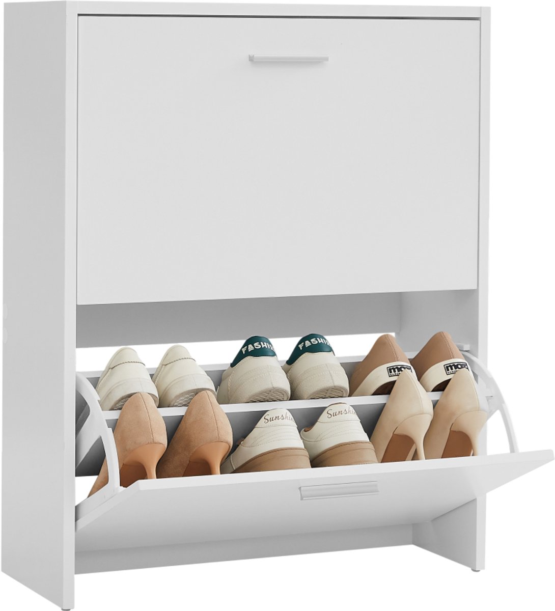 CASABEL Moderne schoenenkast met 2 neerklapbare deuren - 12 paar schoenen - Schoenopbergkast van composiethout